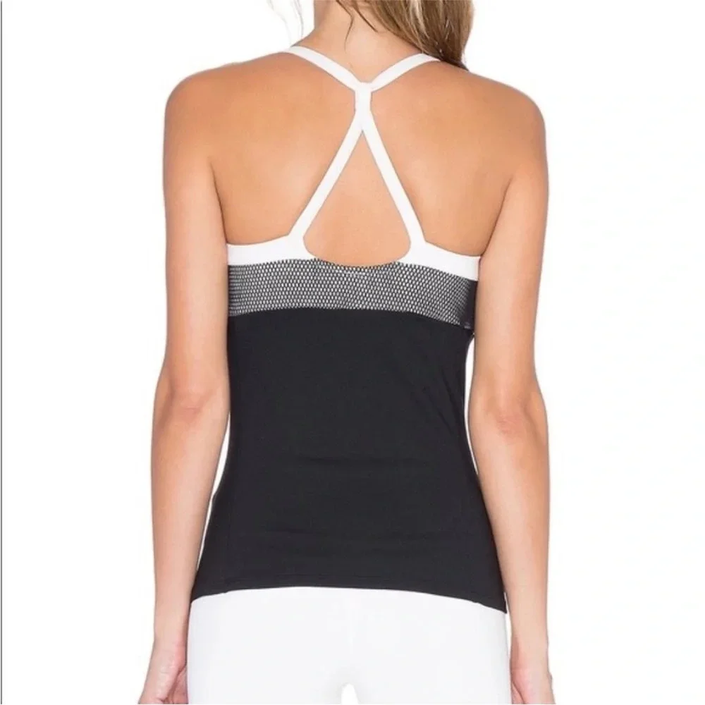ALO Yoga Blossom Long Bra Tank Top in Pink Cloud & Black